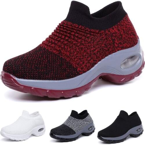 Women Slip On Mesh Walking Shoes Air Cushion Comfortable Platform Working Sneakers &T8