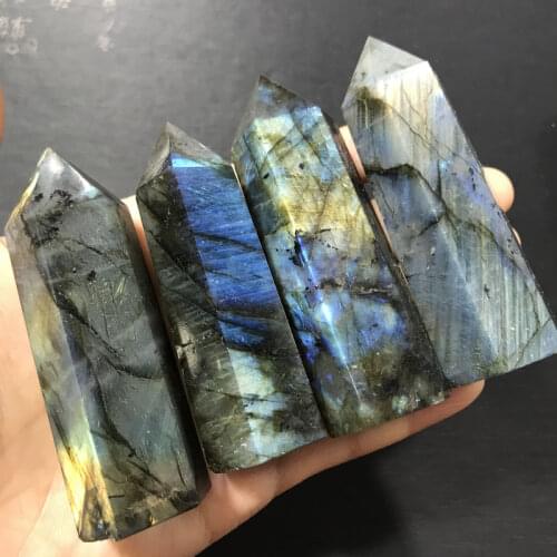 1kg Natural labradorite obelisk quartz crystal wand point healing