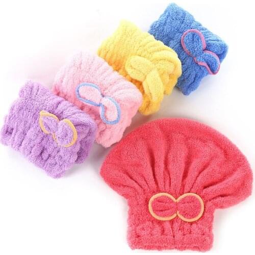 1Pcs Women Girls Dry HatQuickly Dry Hair Bathing Cap Super Absorbent Hair Turban Coral Velvet Bathroom Supplies Head Wrap Hats