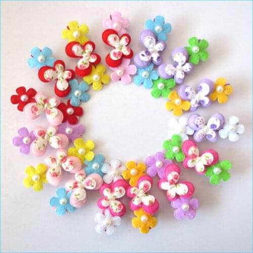 100 Ultrasonic Embossing Pearl Butterfly 2.5" Clip Flower Accessories Wholesale