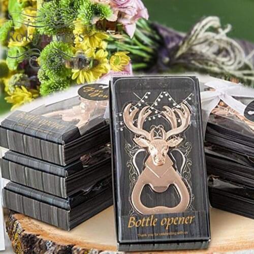 20PCS Deer Bottle Opener Gold Stag Antlers Opener Wedding Favors Rustic Theme Party Gifts Birthday Bridal /Baby Shower