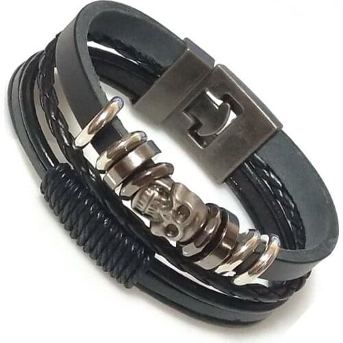 2021 Hot Sale! Leather Bracelet High Quality Lucky Vintage Mens Bracelet Charm Multilayer Braided Women Pulseira Masculina