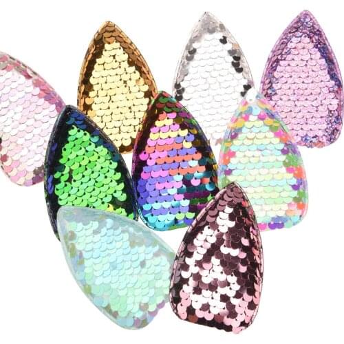 30PCS 2.8inch Embroidered sequins Unicorn Ears Unicorn Hair Accessories for Hairband DIY Headwrap Hair Bows