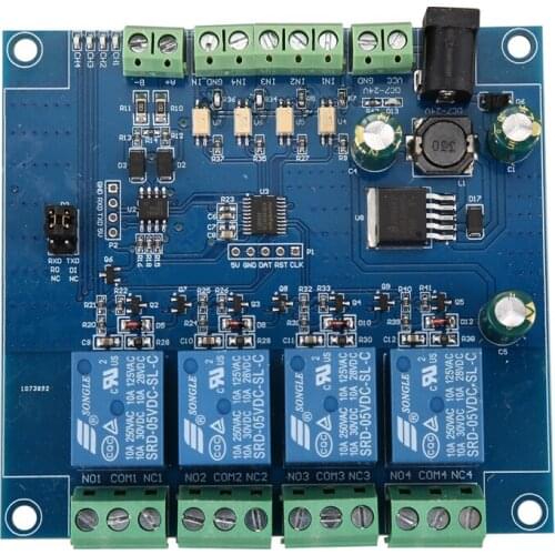 Modbus Rtu 4 Ch Relay Module Input 485 Ttl Uart Communication 4-Channel Input 7-24V Relay Module