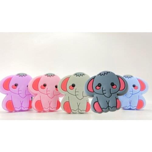 5 Pcs/Pack Baby Cute Cartoon Elephant Teether Silicone Beads Molar Toys Infant Teething Soother Gift