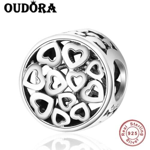 925 Silver Openwork Love Heart Charms Fit Original Pandora Charms Silver 925 Bracelet Charm Women Fashion Jewelry Berloque Gifts