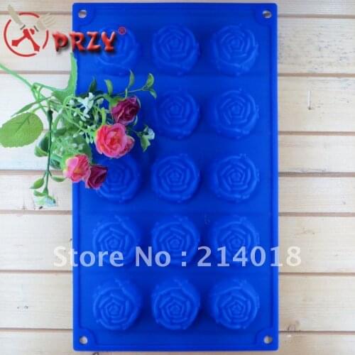 Free shipping rose(15pcs/lot) chocolate silicon mold Cake decoration mold (SI002)