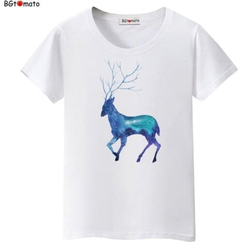 BGtomato Star deer beautiful t shirts for woman Brand new fashion tops hot sale Comfortable soft casual tee shirts