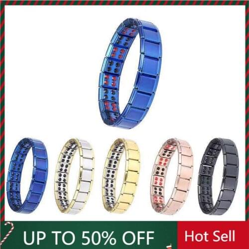 2021 New Stainless Steel Black Germanium Magnetic Chain Link Bracelet for Women Men Health Care Energy Jewelry Snoring Bracelet