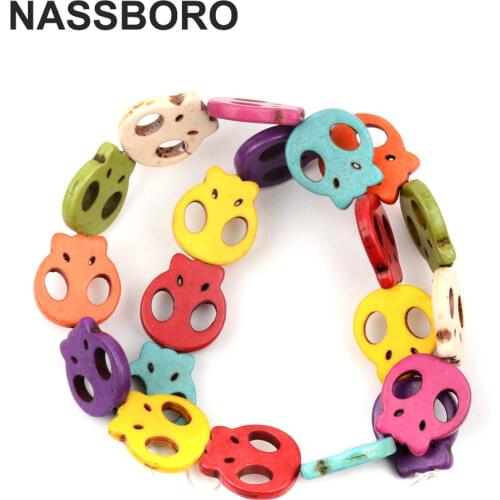 New 20x23mm Colorful Skull Natural Stone Beads Loose Spacer Bead for Jewelry Making Necklace Bracelet Wholesale DIY/Handmade