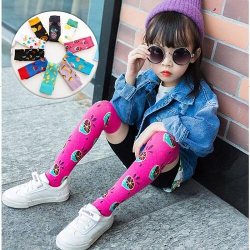3-12Y Kids Cute Banana High Quality Fashion Pineapple Fruit Print Funny Children Socks for Boys Girls Knee High Long Stockings
