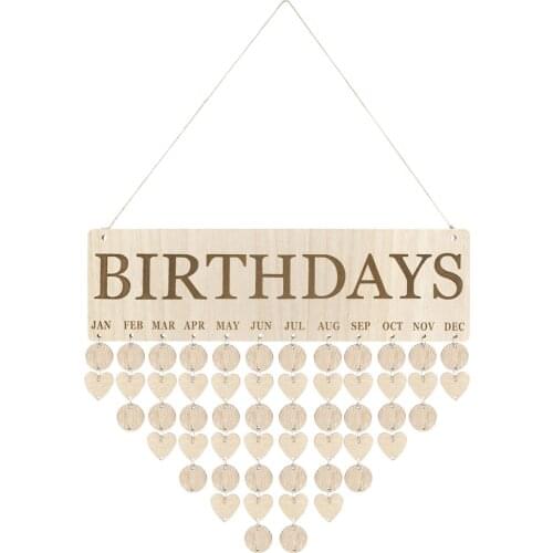 LIOOBO Nordic Style Famliy and Friends Birthdays Celebrations Reminder Calendar Wooden DIY Calendar Birthday Anniversary Reminde