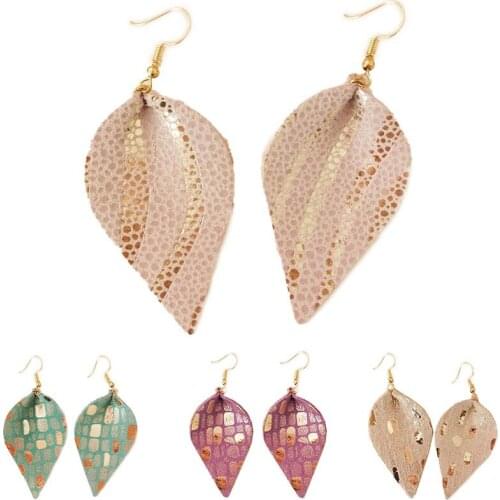 Cpop Leather Earrings for Women Waterdrop Dangle Pendant Statement Earrings Fashion Jewelry Leaf Ear Drops Autumn New Trendy