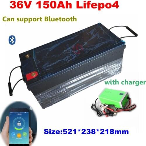 36V 150AH lifepo4 lithium battery Bluetooth BMS APP for 3000w 2000W tricycle UPS vehicle scooter boat camping + 10A Charger