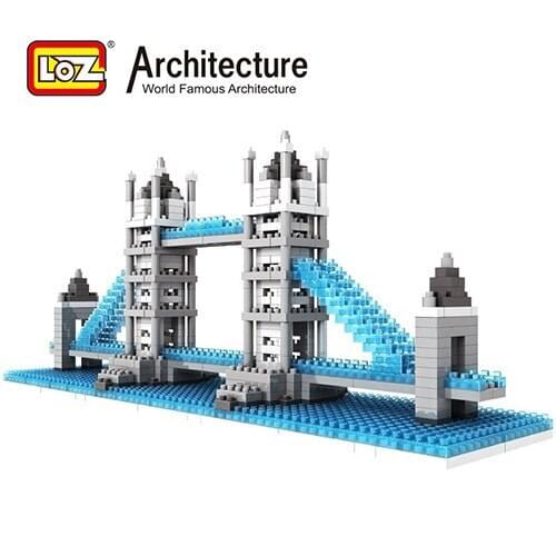 Cute LOZ diamond blocks children assembled educational diy micro blocks toys famous world building london bridge