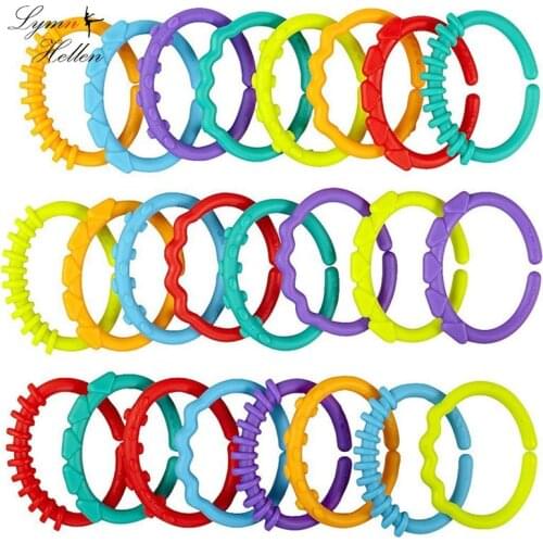 Cute Colorful Rainbow Rings Baby Teether Toy Crib Bed Stroller Hanging Rattles Toy Decoration Early Educational Children Gifts