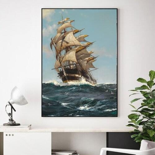 Seascape Decorative Painting Sailboat Canvas Art for Living Room Wholesale Wall Art Print Poster Art Home Paintings