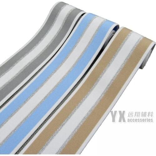 New Free Shipping 40mm Width High Quality Soft Silver Silk Elastic Bands 6 Meters DIY Dress Skirt Shoes Belts Sewing Accessories