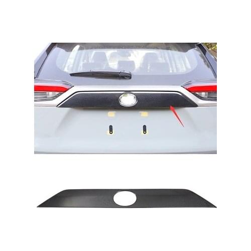 Carbon Fiber Look Tail Rear Door Trunk Lid Cover Trim For Toyota RAV4 2019-2021