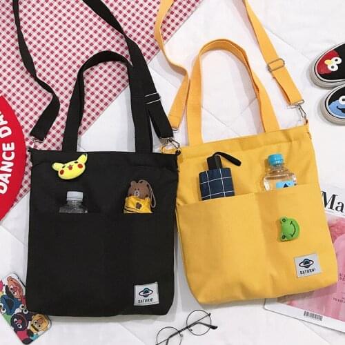 2021 New Womens Canvas Bag Japanese-style Cartoon Messenger Bag Girls Large Capacity Shoulder Bag Students Lesson Tote
