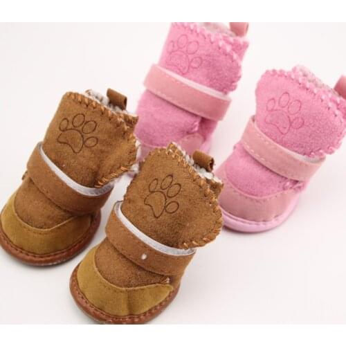 S-XXL Winter Warm Shoes for Dogs 4Pcs/Set Cute Dog Boots Snow Walking Cotton Blend Puppy Sneakers Pet Supplies
