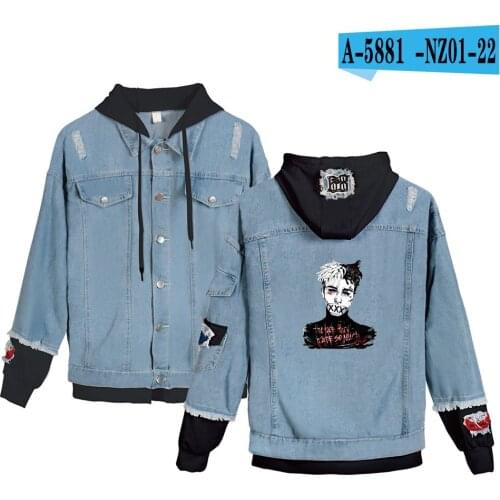 Coat Hot Mix-Up Xxxtentacion Revenge Hooded Denim Jacket Lil Peep Cry Baby Denim Jacket Men/Women Hoodies Autumn sweatshirt
