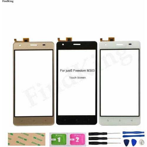5.0'' Phone Touch Screen For JUST5 Freedom M303 Touch Screen Front Glass Panel Digitizer Repair Replacement Part Tape