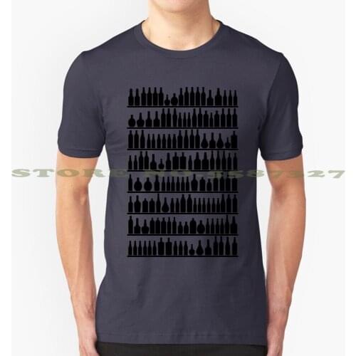 Bar Code Graphic Custom Funny Hot Sale Tshirt Shelf Pattern Cartoon White Silhouette Black Bottle Vector Drink Wine Whiskey