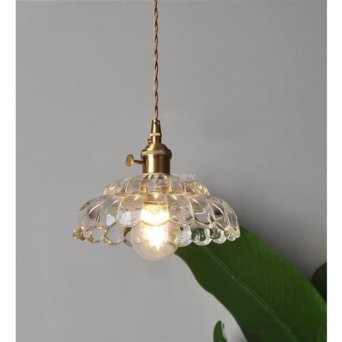 Modern Glass Flower Pendant Light Fixture Luminaire Kitchen Dining Room Restaurant Decoration Hanging Lamp Lighting Gold Nordic