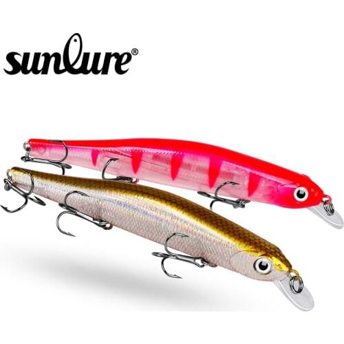 3D Eyes Minnow 1pc Fishing Lures 12.5cm-17.5g Hard Lure 8 colors Fishing Tackle 6# Hook Hard Artificial Bait With Top Sunlure