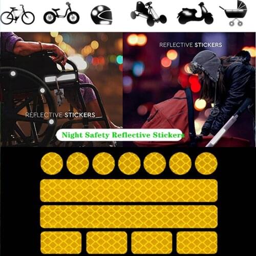 Universal Night Reflective Safety Warning Stickers Warning Mark Self Adhesive Tape Helmet Sticker Motorcycle Pram Stroller Bike