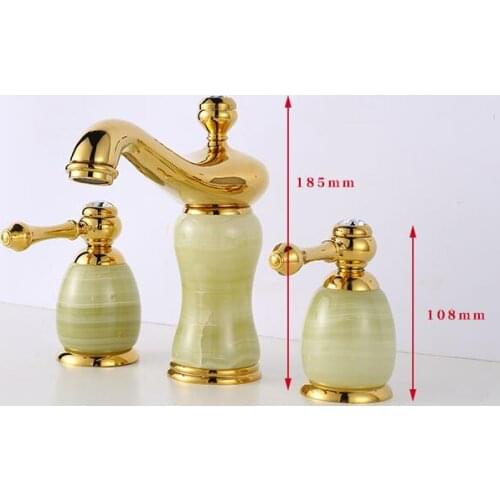 Vidric Fashion luxury bathroom faucet solid brass Jade construction hot & cold gold finish 8' widespread basin faucet bathroom s