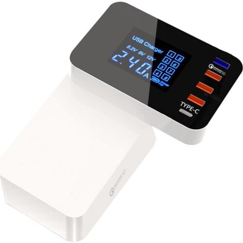 INGMAYA Foldable Mini USB Charger LED Show Quick Charge 3.0 Type C Fast Charging Station For iPhone Samsung Huawei Nexus Adapter