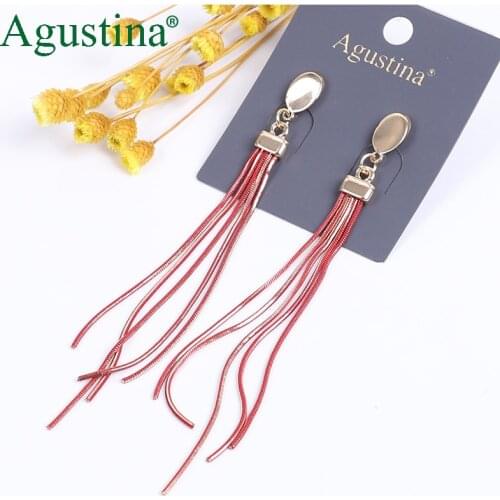 Agustina 2020 Tassel Earrings Women Cute Long Earrings Fashion Jewelry Drop Boho Earrings Dangle Korean Earring Kpop Earings Red