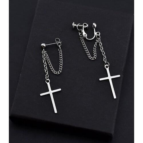 1 Pair Unisex Stainless Steel Crosses Earrings For Women Gothic Rock Style Jewelry Gift