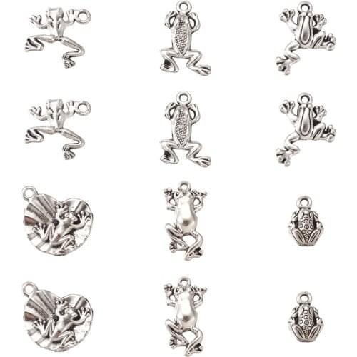 120pcs Antique Silver Color Alloy Frog Shape Pendants Charms for DIY Handmade Tibetan Bracelet Jewelry Making Findings