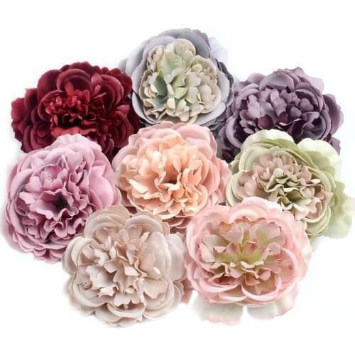 2/5/10pcs 8CM Artificial Flower Silk Peony Flower head For wedding Party Home Decoration DIY Flower Wall Gift Box Scrapbook Craf