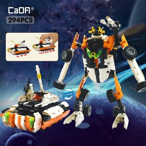 Cada 2 in 1 Deformation Robot Wheeld Tank Model Building Blocks Technical DIY Bricks Sets Education Toys for Children