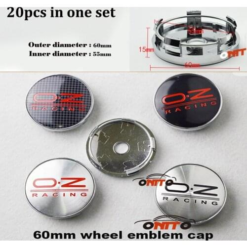 20pcs 60mm 2.36inch Car Logo Badge Emblem Auto Car Wheel Center Hub Caps Covers OZ Racing Car Accessories Decal Label Styling