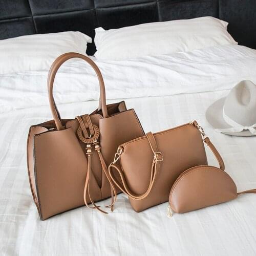 3pcs/ Sets Luxury Women Handbags High Quality PU Leather Female Messenger Bags Tote tassel Shoulder Crossbody Bag+Clutch