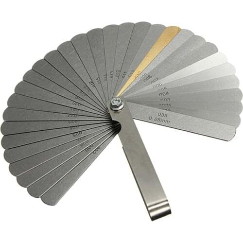 32pcs Range Finder Feeler Gauge Valve Tappet Valve Feeler Gauge 0.04-0.88 mm Gap Size .0015-.035 Copper Sheet Feeler Gauges