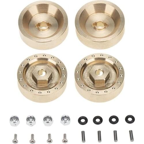 4PCS 1:24 6mm Thick Brass Brake Disc Wheel Hex Adapter Combiner for 1/24 RC Crawler Car Axial SCX24 90081 Upgrade Accessories