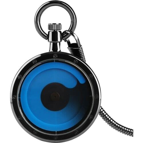 8 Types Color Gradient Concept Men Women Pocket Watch Blue Swirl Pointer Quartz Geek Male Hour Clock Snake Chain Turntable Watch