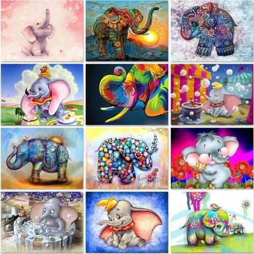 Full Drill 5D Diamond Painting Cartoon Elephant Diamond Embroidery Cross Stitch Kit Rhinestone Mosaic Children Gift Home Decor