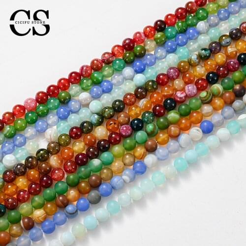 Natural Agates Beads Smooth Loose Spacer Stone Beads for Jewelry Making Bulk DIY Bracelet Charms Accessories 4/6/8/10/12 mm