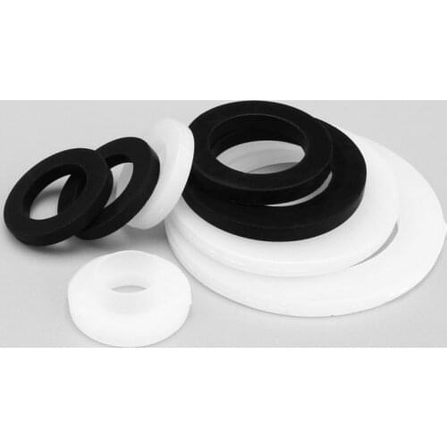 Black/White Nylon O Ring Washer Flat Washer Plastic Plane Spacer Gasket For Screw M2 M2.5 M3 M4 M5 M6 M8 M10M12M14M16M18M2