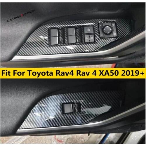 Yimaautotrims Door Handle Holder Window Lift Button Switch Cover Trim For TOYOTA RAV4 RAV 4 XA50 2019 2020 2021 Interior Kit