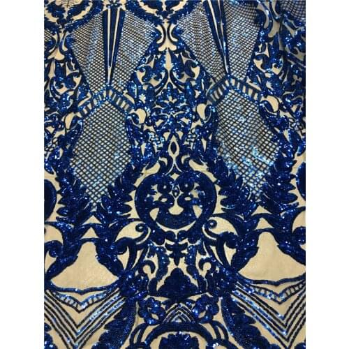 Good looking YG-780 best quality embroidered african tulle mesh lace fabric with sequins for fashion show dress