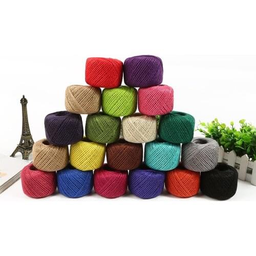 50Meters/Roll 2mm Natural Jute Burlap Ribbons Colorful Hemp Hessian Jute Tape DIY Crafts Fabric Gift Wrapping Linen Ribbons