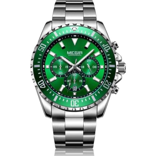 Megir Chronograph Quartz Watch Men Fashion Mens Watches Top Brand Luxury 24 hour Steel Dress Sport Wrist Watch Relogio Masculino